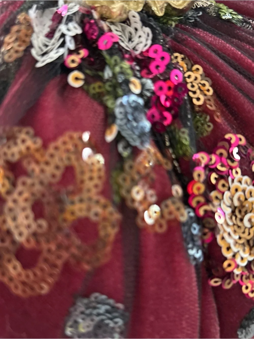 Colorful Beaded Embellished Purple Fabric Pumpkin , Gold Stem